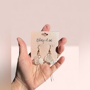 Gold and White Petal Earrings